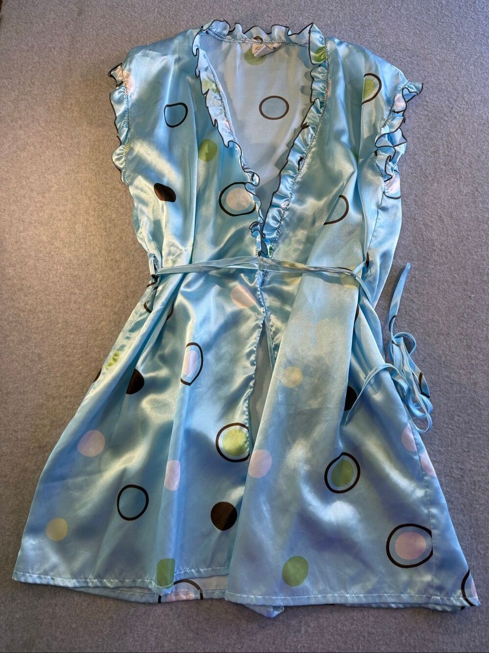 vintage 1990s/Y2K polka dot satin lingerie  Kathryn robe